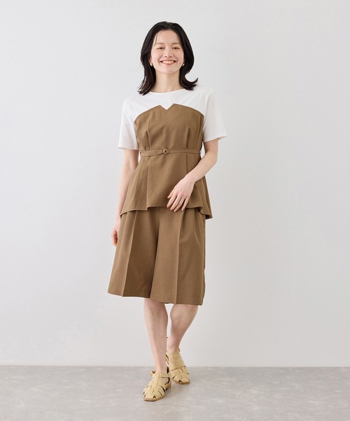 ROPE' PICNIC(ロペピクニック)の「【ちゃんと+かわいい保証】エアリーリネンライク ドッキングカットトップス/UVケア(Tシャツ/カットソー・レディース・ブラック/ベージュ/ダークブラウン/キャメル・FREE)」の16枚目の写真