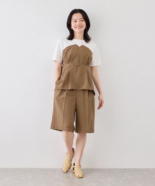 ROPE' PICNIC(ロペピクニック)の「【ちゃんと+かわいい保証】エアリーリネンライク ドッキングカットトップス/UVケア(Tシャツ/カットソー・レディース・ブラック/ベージュ/ダークブラウン/キャメル・FREE)」の17枚目の写真