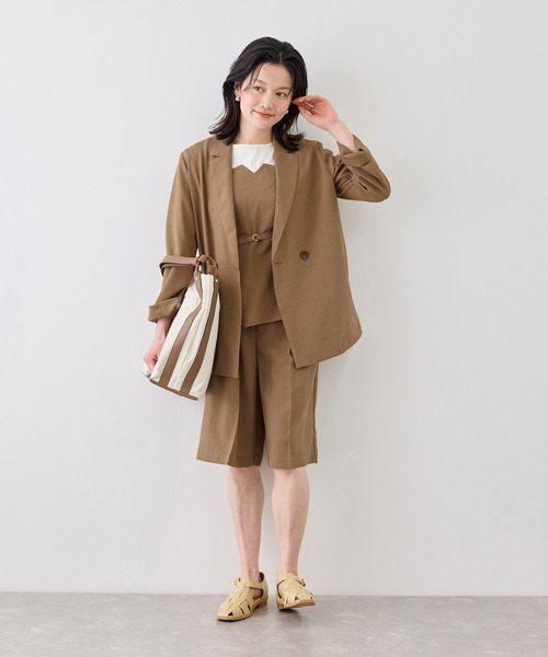 ROPE' PICNIC(ロペピクニック)の「【ちゃんと+かわいい保証】エアリーリネンライク ドッキングカットトップス/UVケア(Tシャツ/カットソー・レディース・ブラック/ベージュ/ダークブラウン/キャメル・FREE)」の22枚目の写真