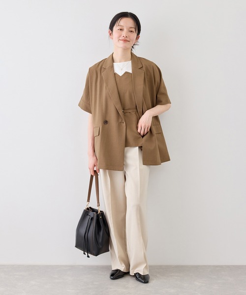 ROPE' PICNIC(ロペピクニック)の「【ちゃんと+かわいい保証】エアリーリネンライク ドッキングカットトップス/UVケア(Tシャツ/カットソー・レディース・ブラック/ベージュ/ダークブラウン/キャメル/サックスブルー/ネイビー・FREE)」の21枚目の写真