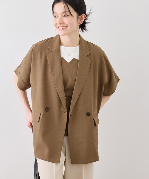 ROPE' PICNIC(ロペピクニック)の「【ちゃんと+かわいい保証】エアリーリネンライク ドッキングカットトップス/UVケア(Tシャツ/カットソー・レディース・ブラック/ベージュ/ダークブラウン/キャメル/サックスブルー/ネイビー・FREE)」の22枚目の写真