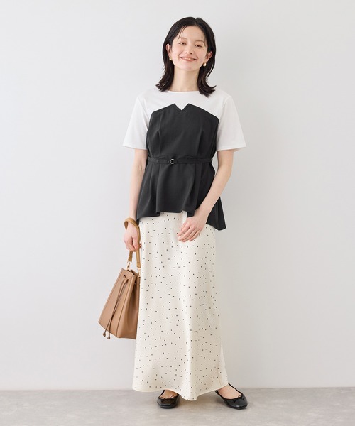 ROPE' PICNIC(ロペピクニック)の「【ちゃんと+かわいい保証】エアリーリネンライク ドッキングカットトップス/UVケア(Tシャツ/カットソー・レディース・ブラック/ベージュ/ダークブラウン/キャメル・FREE)」の5枚目の写真