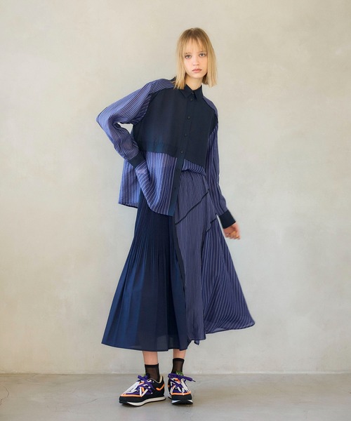 Cepica(セピカ)の「【MARECHAL TERRE / マルシャルテル】SWITCHING PIPING SHIRT(シャツ/ブラウス・レディース・ネイビー・FREE)」の11枚目の写真