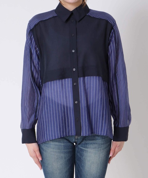 Cepica(セピカ)の「【MARECHAL TERRE / マルシャルテル】SWITCHING PIPING SHIRT(シャツ/ブラウス・レディース・ネイビー・FREE)」の12枚目の写真