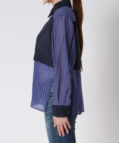 Cepica(セピカ)の「【MARECHAL TERRE / マルシャルテル】SWITCHING PIPING SHIRT(シャツ/ブラウス・レディース・ネイビー・FREE)」の13枚目の写真