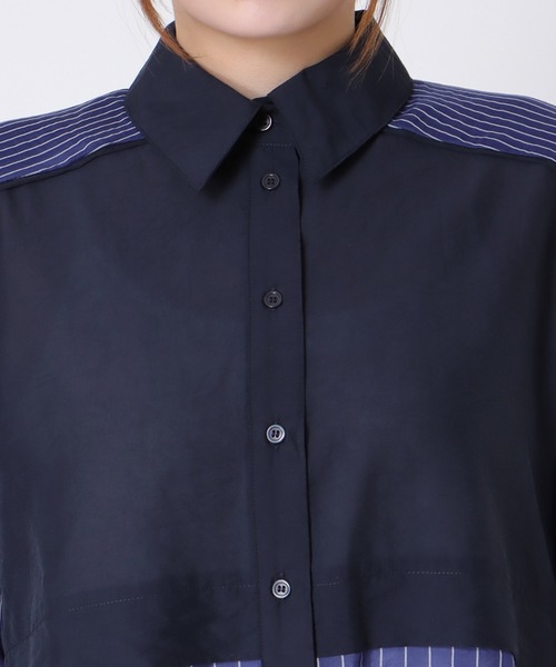 Cepica(セピカ)の「【MARECHAL TERRE / マルシャルテル】SWITCHING PIPING SHIRT(シャツ/ブラウス・レディース・ネイビー・FREE)」の15枚目の写真