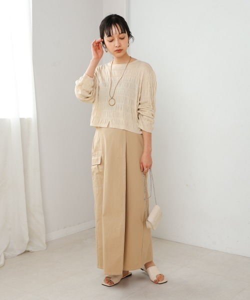 Bab(バブ)の「シャーリング前後2WAYトップス(Tシャツ/カットソー・レディース・アイボリー/イエロー/ライトグリーン/チャコールグレー・FREE)」の16枚目の写真