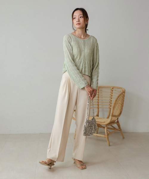 Bab(バブ)の「シャーリング前後2WAYトップス(Tシャツ/カットソー・レディース・アイボリー/イエロー/ライトグリーン/チャコールグレー・FREE)」の20枚目の写真