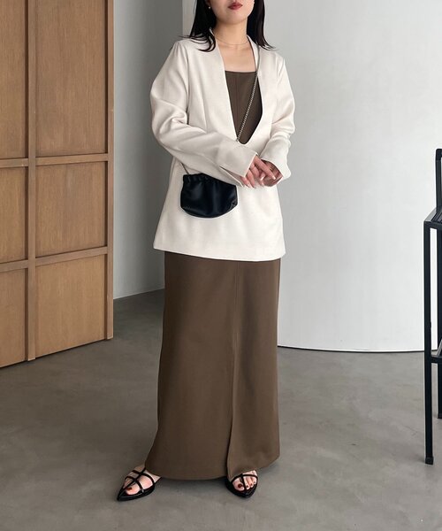 CAPRICIEUX LE'MAGE(カプリシューレマージュ)の「【tani企画】UネックIラインワンピース(ワンピース・レディース・ブラウン/ブラック・PS/FREE)」の10枚目の写真