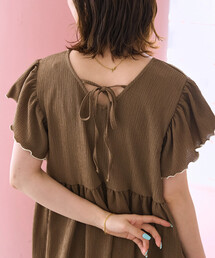 FREAK'S STORE | 限定展開 配色 メロー バック リボン ギャザー 楊柳 トップス(前後2way)(シャツ/ブラウス)