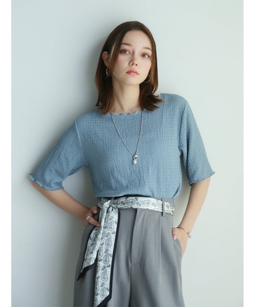 fifth（フィフス）の「カットシャーリングクルーネックTシャツ（Tシャツ/カットソー・レディース・ブラック/ブルー/アイボリー・M）」の3枚目の写真