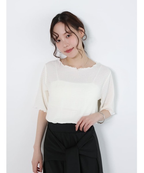 fifth（フィフス）の「カットシャーリングクルーネックTシャツ（Tシャツ/カットソー・レディース・ブラック/ブルー/アイボリー・M）」の2枚目の写真
