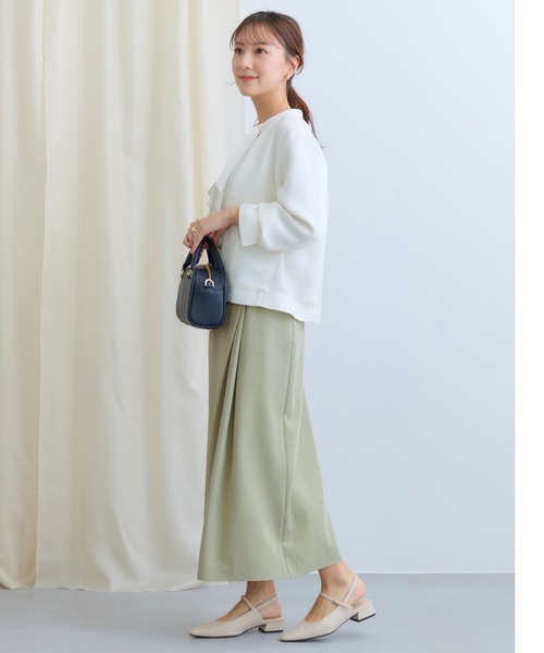 COHINA(コヒナ)の「ノーカラーメッシュジャケット 【低身長・小柄女性】(ノーカラージャケット・レディース・ホワイト/ベージュ/ネイビー・ONE SIZE)」の8枚目の写真