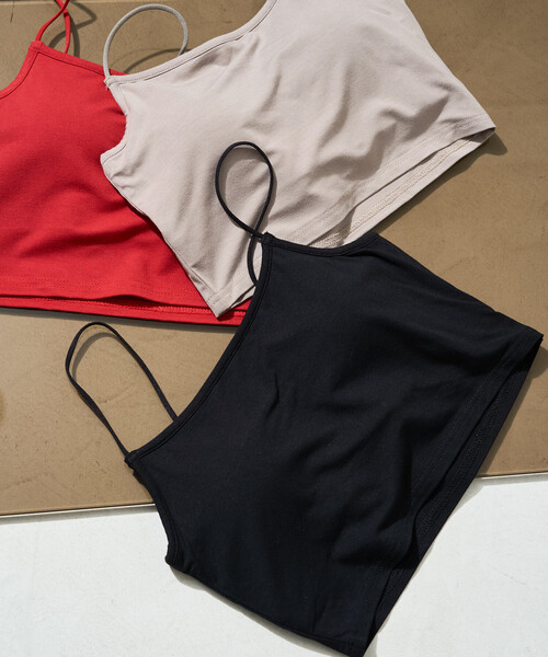 FREAK'S STORE(フリークスストア)の「限定展開 <抗菌防臭・接触冷感・UVカット>バンブー カップ付き ブラトップ(キャミソール・レディース・ベージュ/レッド/ブラウン/ブルー/オフホワイト/ブラック・フリ-)」の7枚目の写真