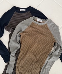 lanan select（ラナンセレクト）の「ストレッチボーダー・ラグランロングワンピース（ワンピース）」