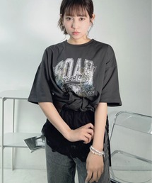 〇キラキラビジュー付き カレッジロゴ　ビッグサイズ半袖Tシャツ【EC限定アイテム】