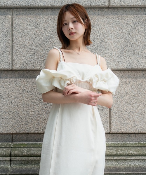 SENEE(セニー)の「fringe line belt cami one-piece(フリンジラインベルトキャミワンピース)(ワンピース・レディース・ブラック/グレイッシュベージュ/アイボリー・MEDIUM/SMALL)」の16枚目の写真