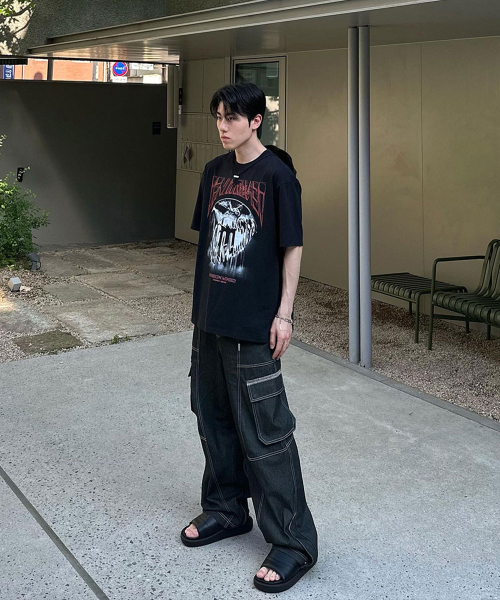 MAISON MINED(メゾンミネド)の「STICKY HALF T BLACK(Tシャツ/カットソー・メンズ・その他・LARGE/MEDIUM/SMALL)」の3枚目の写真