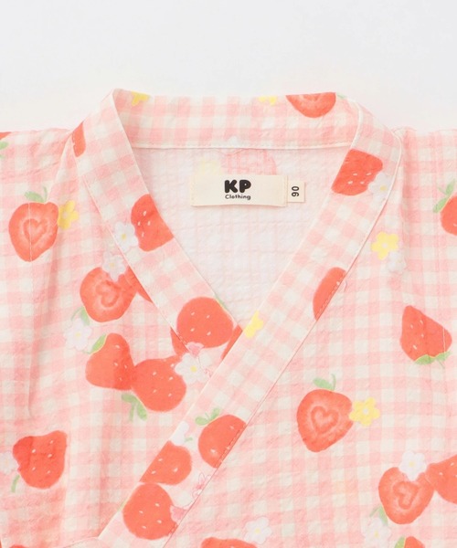 KP DECO（ケーピーデコ）の「いちご柄 甚平･帯付き（浴衣・キッズ・ピンク/サックスブルー・80ｃｍ/90cm/100cm/110cm）」の14枚目の写真