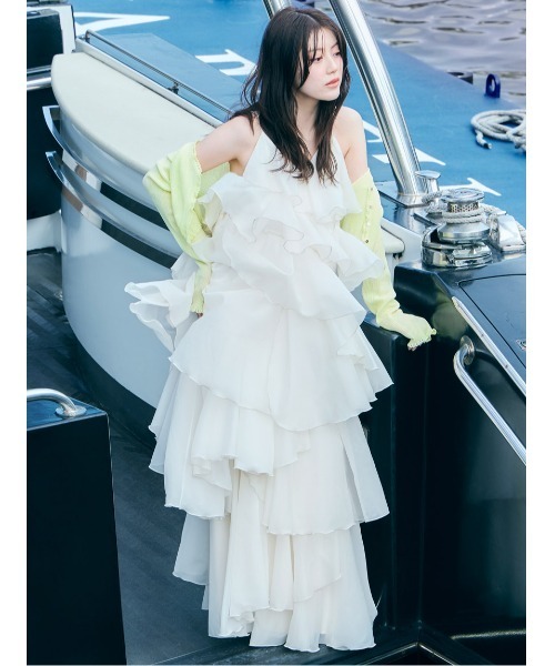 SNIDEL（スナイデル）の「レーストリムシアーカーディガン（カーディガン/ボレロ・レディース・イエロー/ブラウン/オフホワイト/ブラック・F）」の17枚目の写真