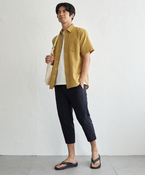 ikka(イッカ)の「冷感パナマレギュラーカラー半袖シャツ(シャツ/ブラウス・メンズ・マスタード/ネイビー/ベージュ/オフホワイト/ブルー/オリーブ・M/L/XL/S)」の10枚目の写真