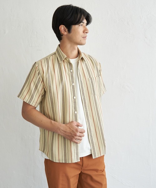ikka(イッカ)の「【MonoMax × 小泉孝太郎】冷感パナマレギュラーカラー半袖シャツ「小泉孝太郎さん着用モデル」(シャツ/ブラウス・メンズ・マスタード/ネイビー/ベージュ/オフホワイト/ブルー/オリーブ・M/L/XL/S)」の19枚目の写真