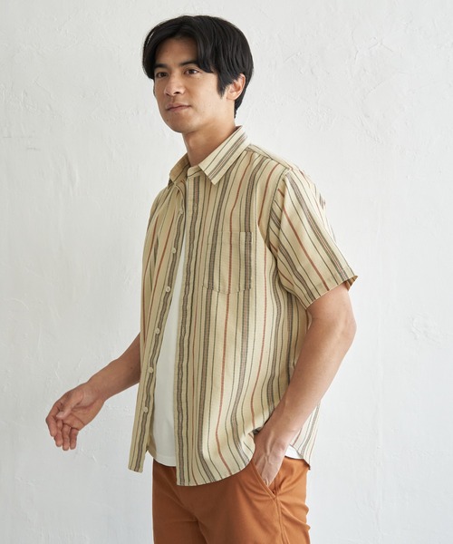 ikka(イッカ)の「【MonoMax × 小泉孝太郎】冷感パナマレギュラーカラー半袖シャツ「小泉孝太郎さん着用モデル」(シャツ/ブラウス・メンズ・マスタード/ネイビー/ベージュ/オフホワイト/ブルー/オリーブ・M/L/XL/S)」の20枚目の写真