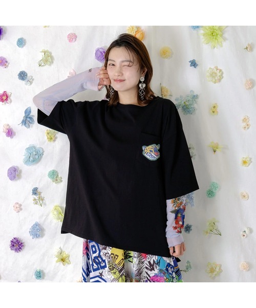 ScoLar（スカラー）の「ScoLar/スカラー　ワッペンTEE（Tシャツ/カットソー・レディース・ブラック/ホワイト/パープル・FREE）」の5枚目の写真