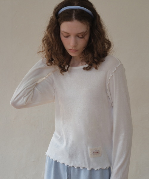 OURNOSTALGIA(アワー ノスタルジア)の「Lisse Merrow T-shirt_Ivory(O26TP01)(Tシャツ/カットソー・レディース・アイボリー・FREE)」の2枚目の写真