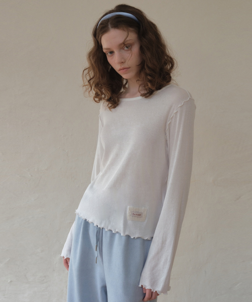 OURNOSTALGIA(アワー ノスタルジア)の「Lisse Merrow T-shirt_Ivory(O26TP01)(Tシャツ/カットソー・レディース・アイボリー・FREE)」の4枚目の写真
