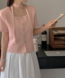 リボンシングルブレストトップス