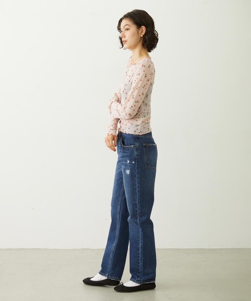 MILKFED.(ミルクフェド)の「REPAIR DETAIL DENIM PANTS(デニムパンツ・レディース・ライトインディゴブルー/インディゴブルー/ブラック・M/S)」の7枚目の写真
