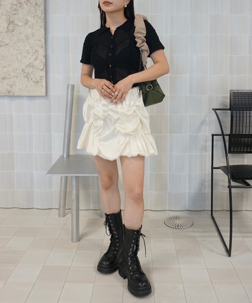 Ameri(アメリ)の「MEDI BUMPY BALLOON MINI SKIRT(スカート・レディース・ライトブルー/ブラック/アイボリー・MEDIUM/SMALL)」の14枚目の写真