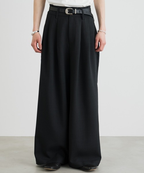 SINSS（シンス）の「3-Tuck wide linen touch straight slacks / 3