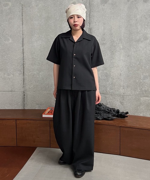 SINSS（シンス）の「3-Tuck wide linen touch straight slacks / 3