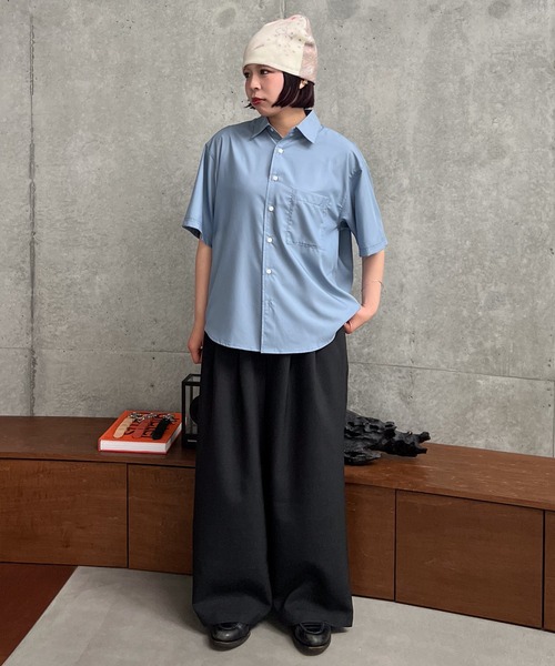 sinss 3タック　ワイド　リネン　タッチ　ストレート　スラックス M SINSS（シンス）の「3-Tuck wide linen touch straight slacks / 3