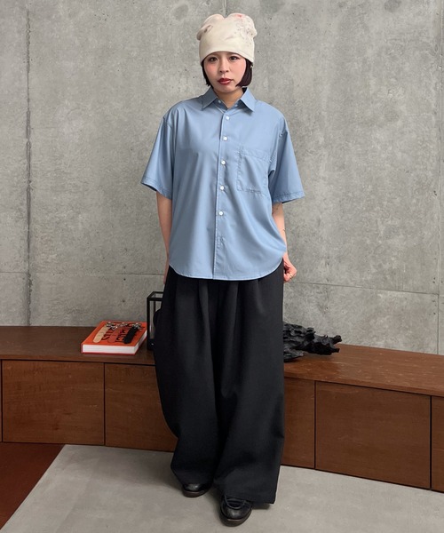 SINSS（シンス）の「3-Tuck wide linen touch straight slacks / 3