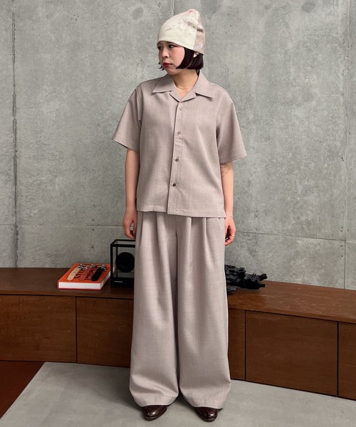 sinss 3タック ワイド リネン タッチ ストレート スラックス Sサイズ SINSS（シンス）の「3-Tuck wide linen touch straight slacks / 3