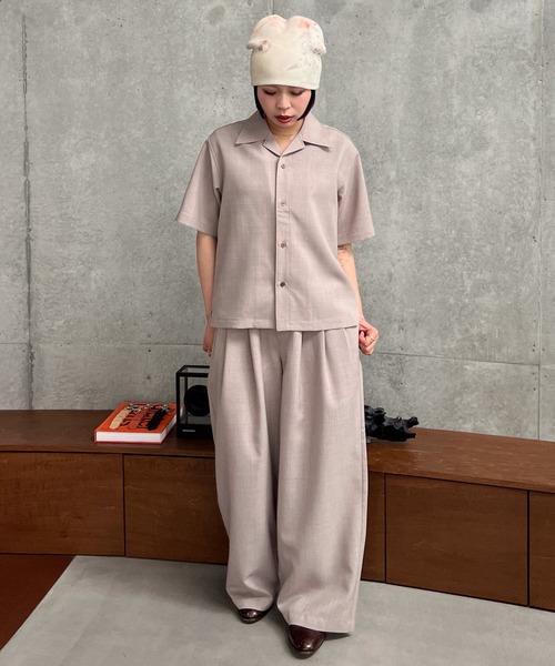 SINSS（シンス）の「3-Tuck wide linen touch straight slacks / 3
