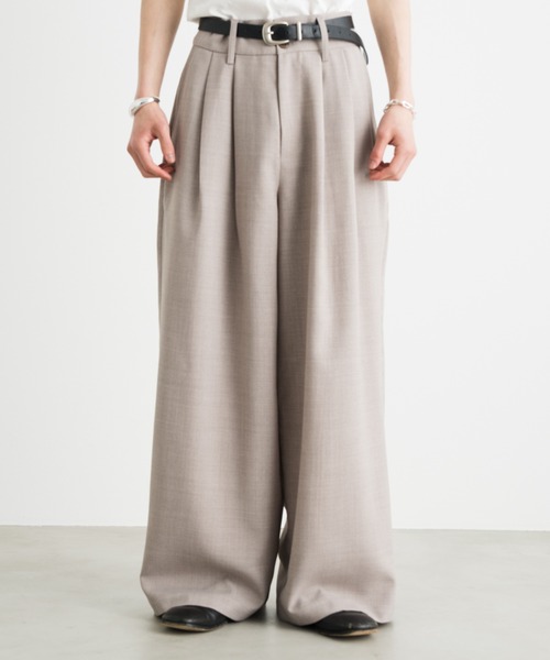 SINSS（シンス）の「3-Tuck wide linen touch straight slacks / 3