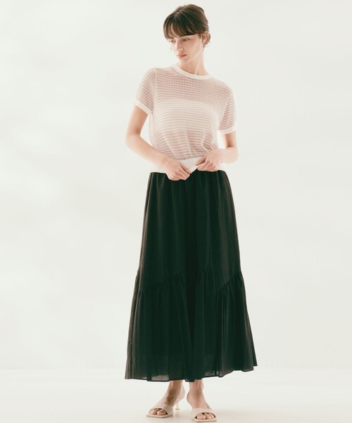 BIANCA(ビアンカ)の「【着映えレイヤード】バックリボンボーダーニット(Tシャツ/カットソー・レディース・ネイビー/グレー系その他/イエロー・38)」の7枚目の写真