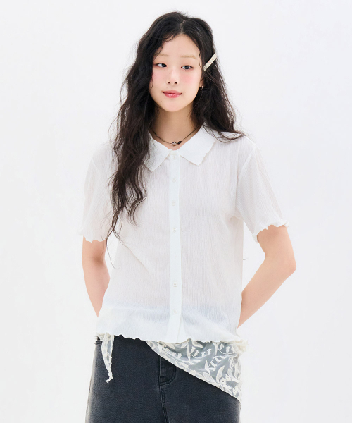 CHASECULT(チェイスカルト)の「レディースクリンクルカラーTシャツ-FBRG5772D01(Tシャツ/カットソー・レディース・ホワイト・85/90)」の1枚目の写真