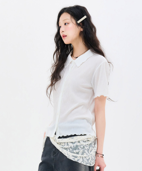 CHASECULT(チェイスカルト)の「レディースクリンクルカラーTシャツ-FBRG5772D01(Tシャツ/カットソー・レディース・ホワイト・85/90)」の2枚目の写真