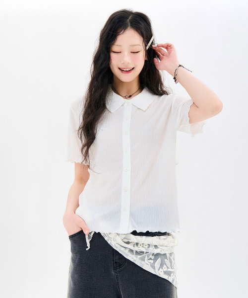 CHASECULT(チェイスカルト)の「レディースクリンクルカラーTシャツ-FBRG5772D01(Tシャツ/カットソー・レディース・ホワイト・85/90)」の5枚目の写真