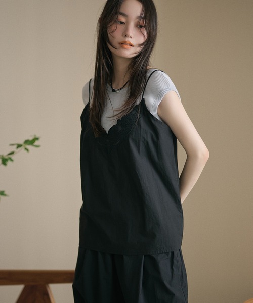 LAULEN(ローレン)の「flower cutwork cotton camisole / フラワーカットワークコットンキャミソール(キャミソール・レディース・ホワイト/ブラック・FREE)」の5枚目の写真