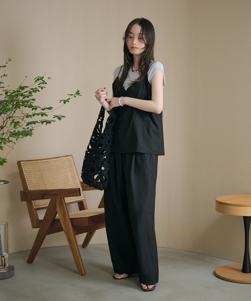 LAULEN(ローレン)の「flower cutwork cotton camisole / フラワーカットワークコットンキャミソール(キャミソール・レディース・ホワイト/ブラック・FREE)」の12枚目の写真