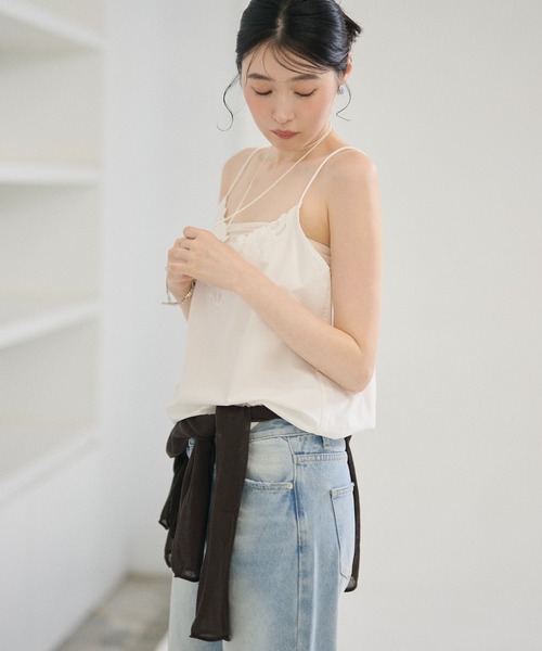 LAULEN(ローレン)の「flower cutwork cotton camisole / フラワーカットワークコットンキャミソール(キャミソール・レディース・ホワイト/ブラック・FREE)」の20枚目の写真