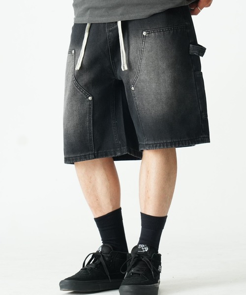 Beno(ビーノ)の「ペインター ダブルニー デニムショートパンツ / バミューダ バギー ワークショーツ メンズ Double Knee Denim Shorts(その他パンツ・メンズ・ブルー/ブラック/ライトブルー・MEDIUM/X-LARGE/LARGE)」の1枚目の写真