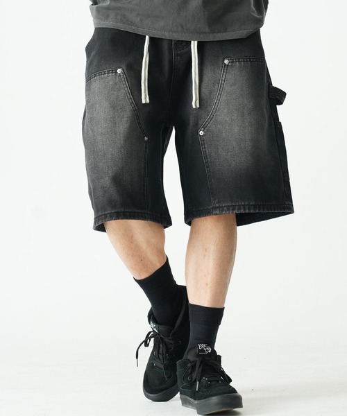 Beno(ビーノ)の「ペインター ダブルニー デニムショートパンツ / バミューダ バギー ワークショーツ メンズ Double Knee Denim Shorts(その他パンツ・メンズ・ブルー/ブラック/ライトブルー・MEDIUM/X-LARGE/LARGE)」の4枚目の写真