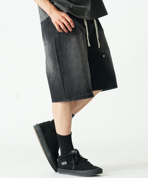 Beno(ビーノ)の「ペインター ダブルニー デニムショートパンツ / バミューダ バギー ワークショーツ メンズ Double Knee Denim Shorts(その他パンツ・メンズ・ブルー/ブラック/ライトブルー・MEDIUM/X-LARGE/LARGE)」の5枚目の写真